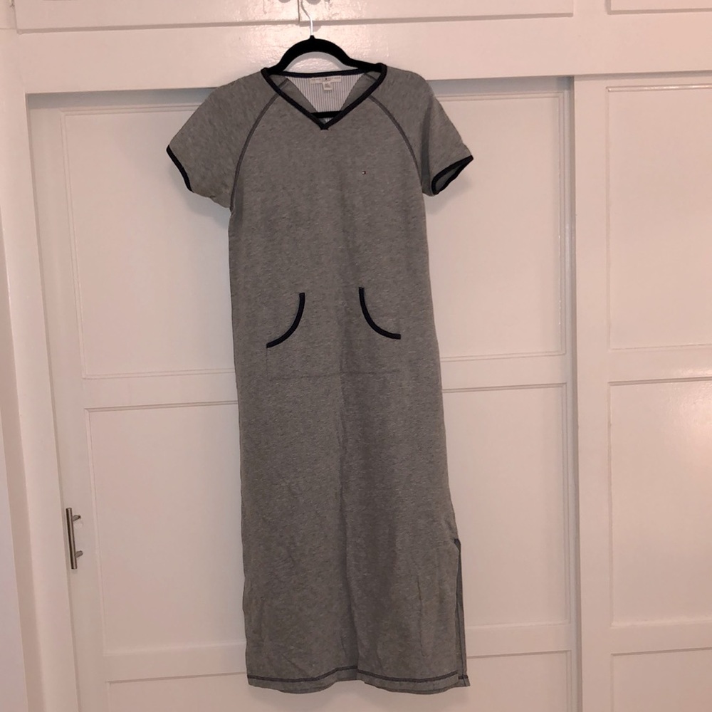 Tommy Hilfiger gray cotton maxi dress size slits size small